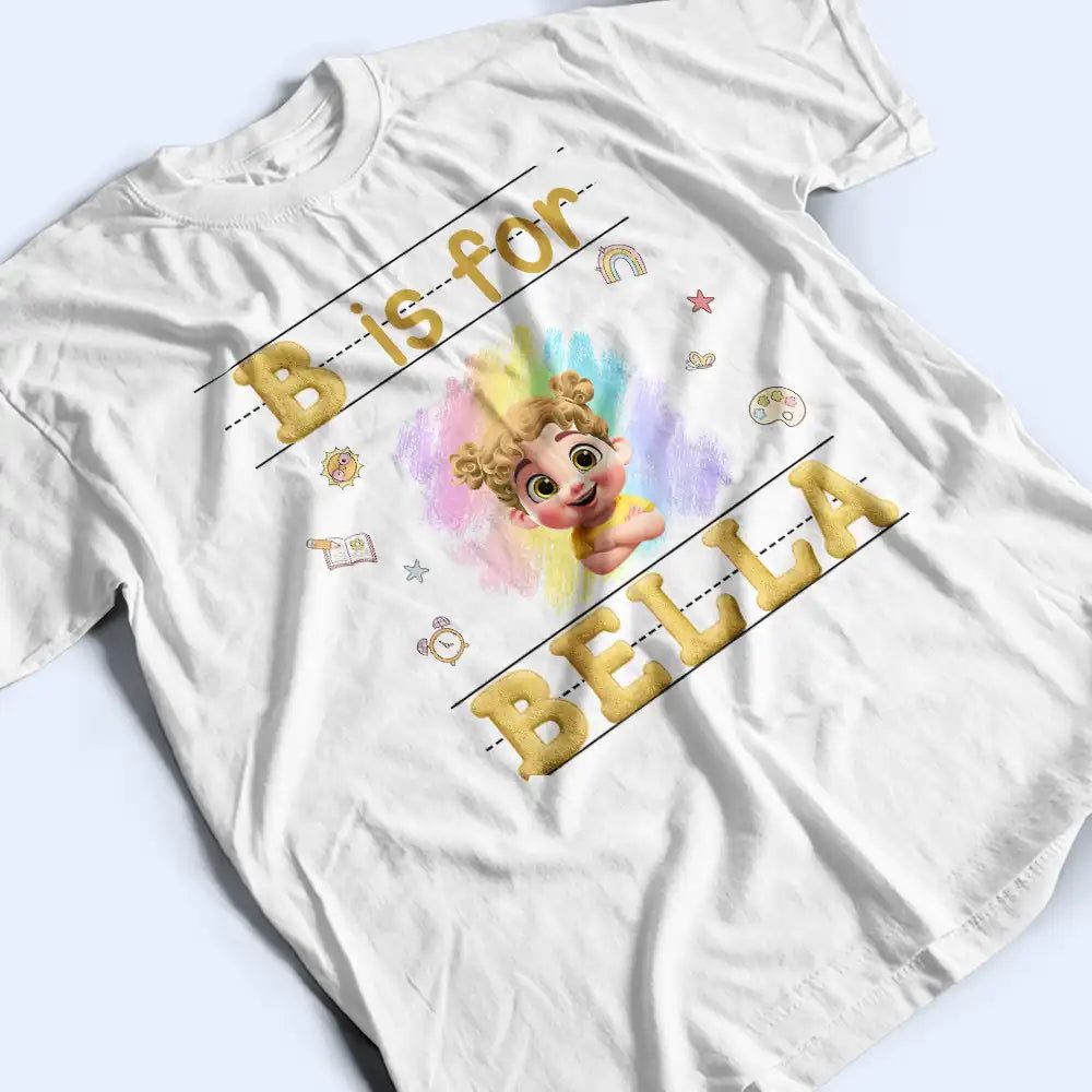 Faux Embroidery Chenille Initial & Name - Personalized T Shirt