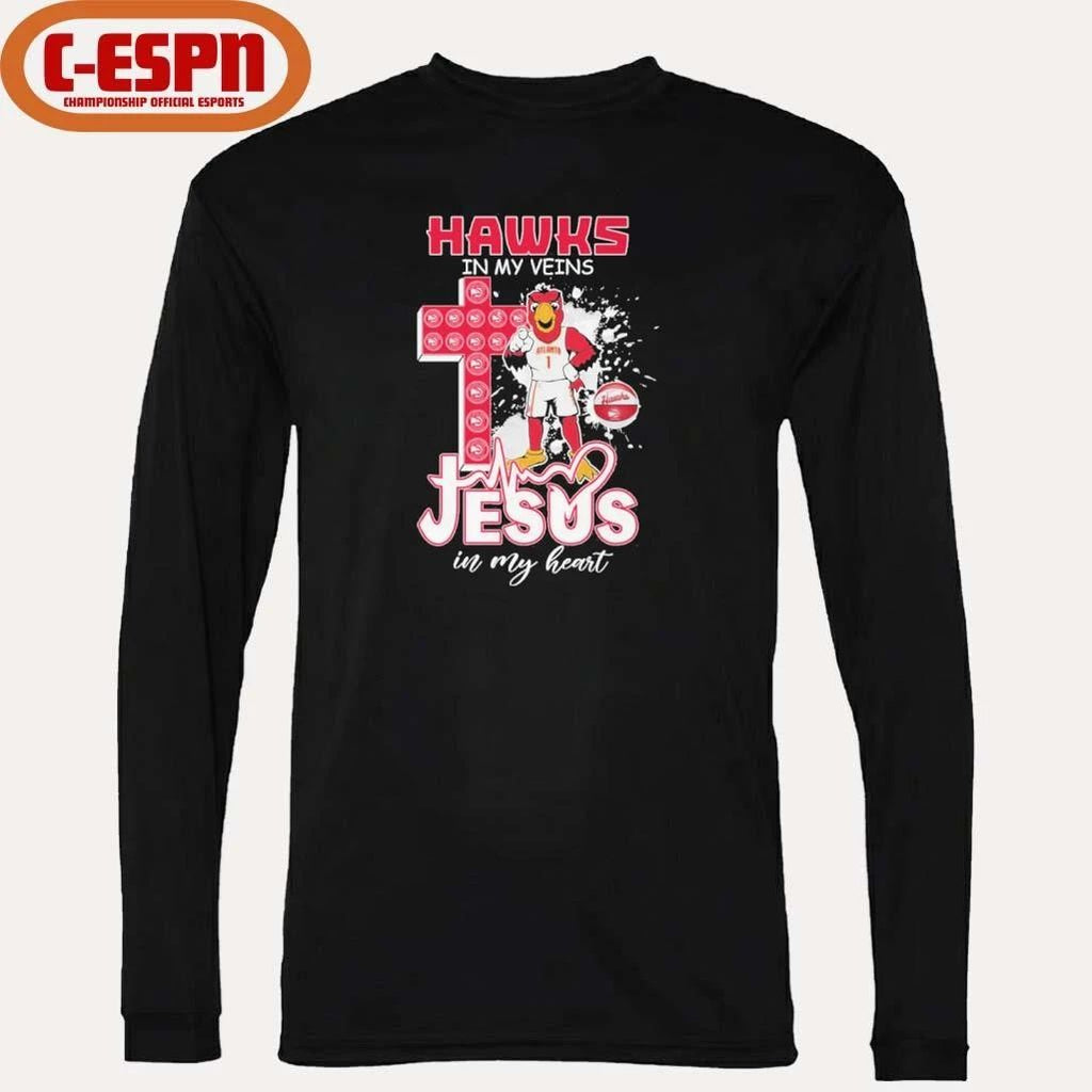 Atlanta Hawks Mascot In My Veins Jesus In My Heart Shirt