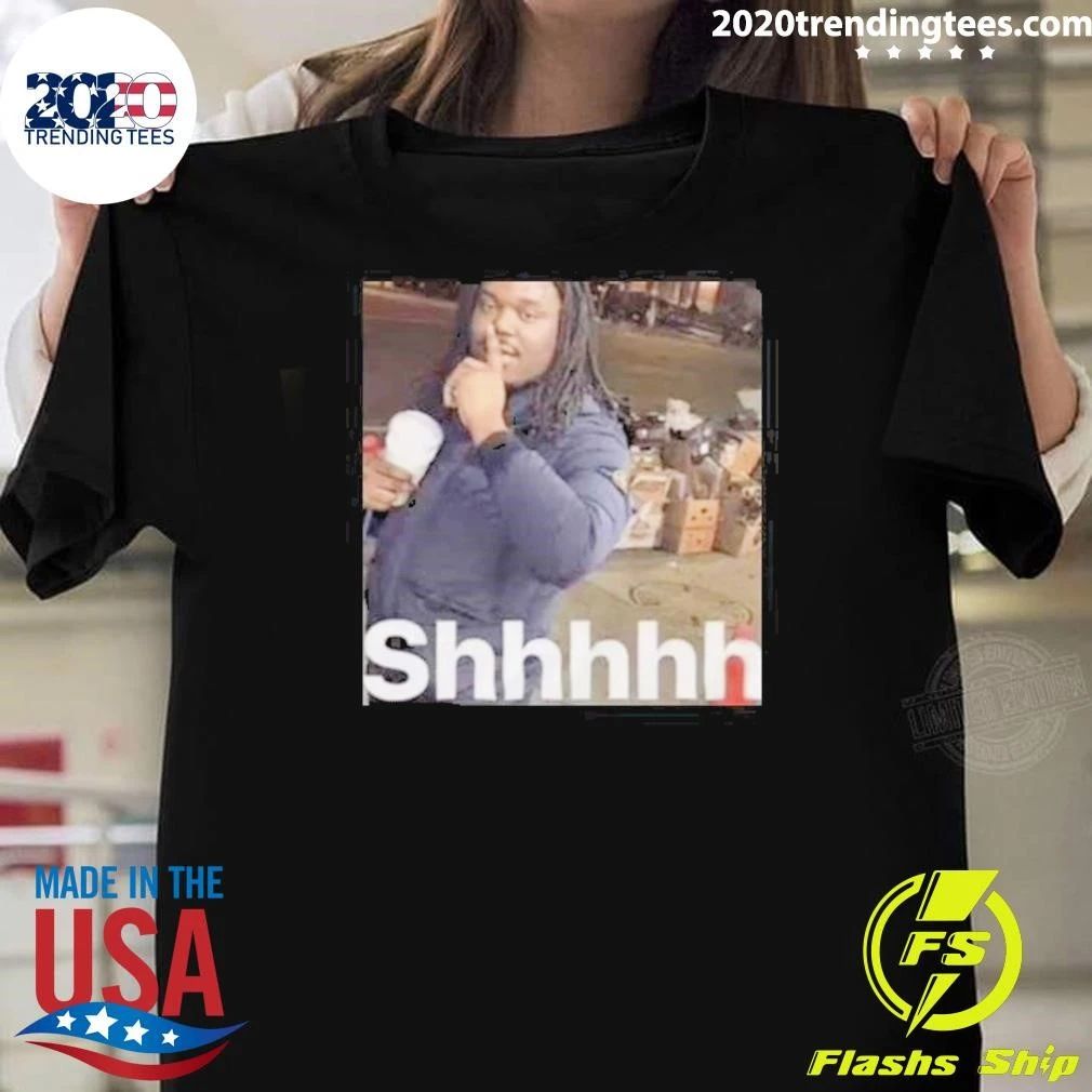 Shhhhh Sssh Guy Finger On Lips Funny Meme Reaction Shirt