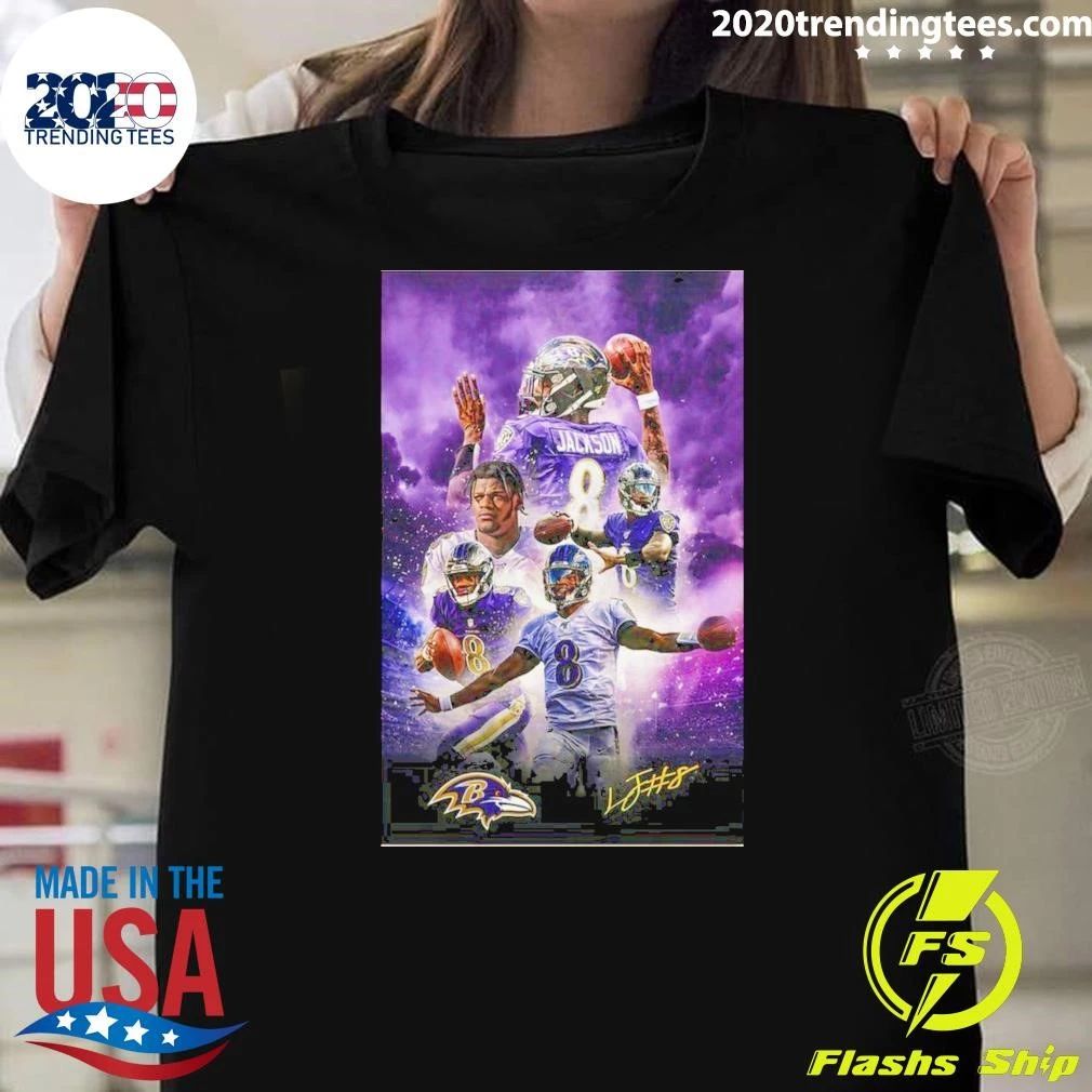 American Football Player Lamar Jackson Poster Wall Art Shirt