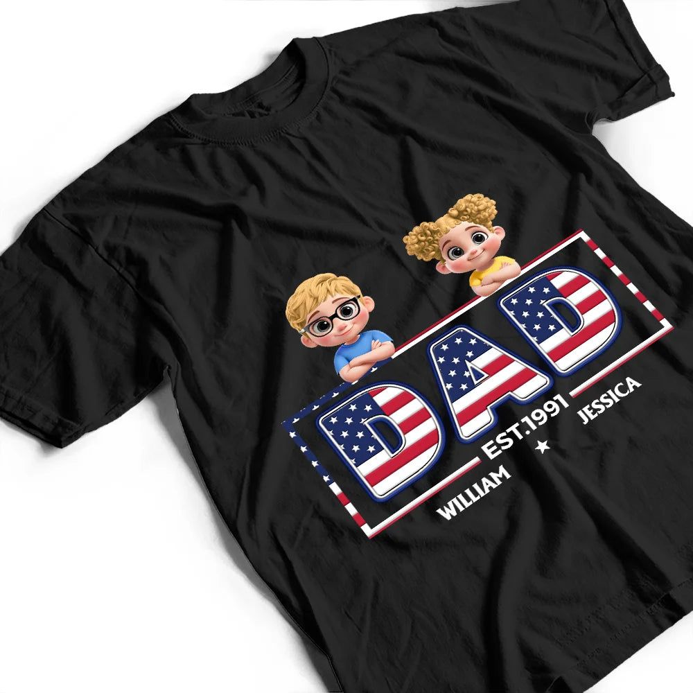 Retro Style America Dad Grandpa 3D Effect - Personalized T Shirt