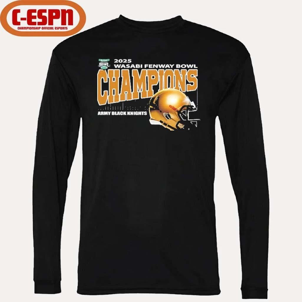 Army Black Knights 2025 Wasabi Fenway Bowl Champions Helmet Shirt