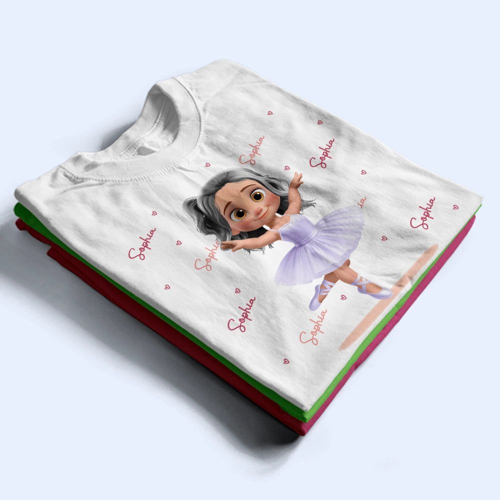 Ballerina Cute Girl 3D Effect - Personalized T Shirt