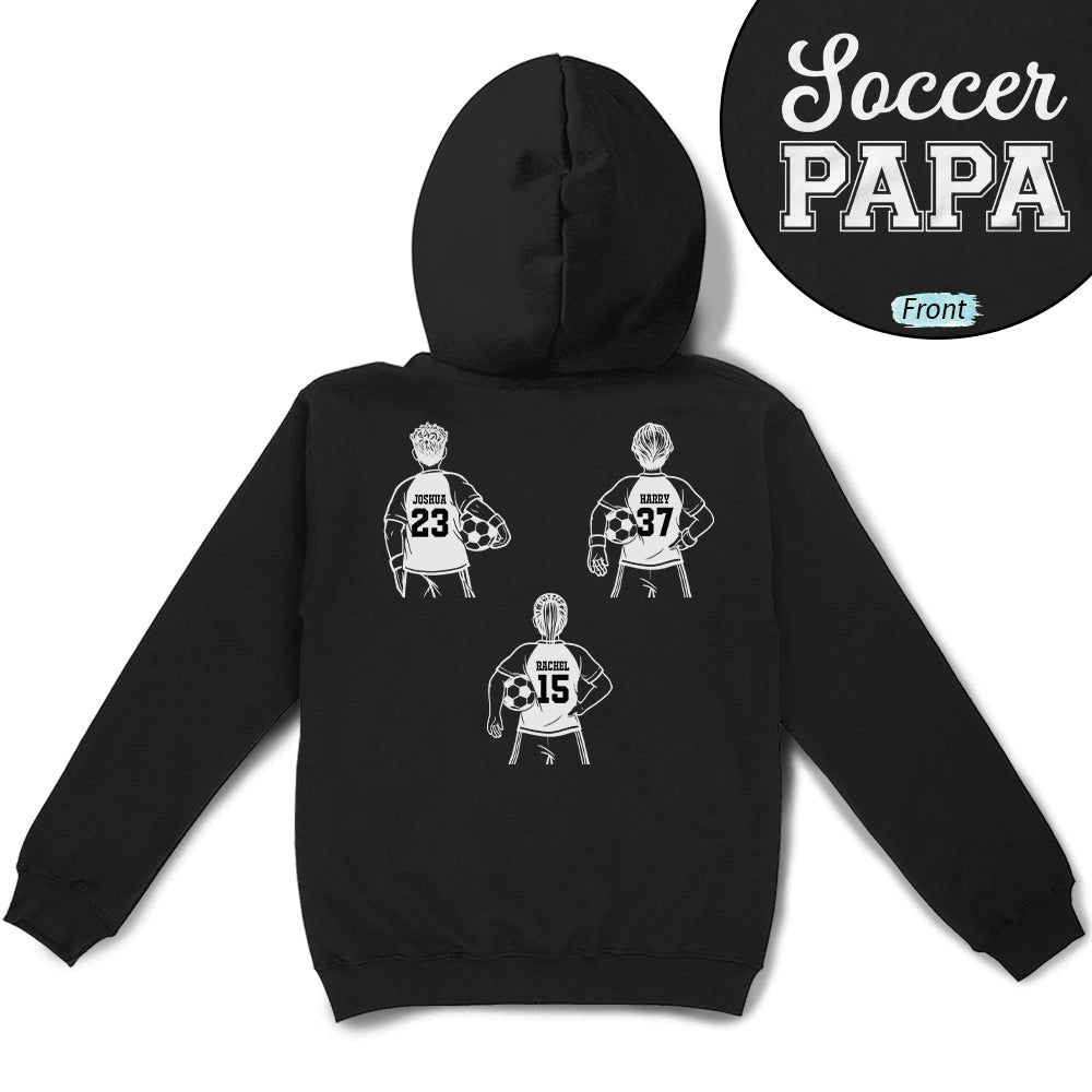 Soccer Football Dad Papa Kids Backside Line Art - Personalized T Shirt