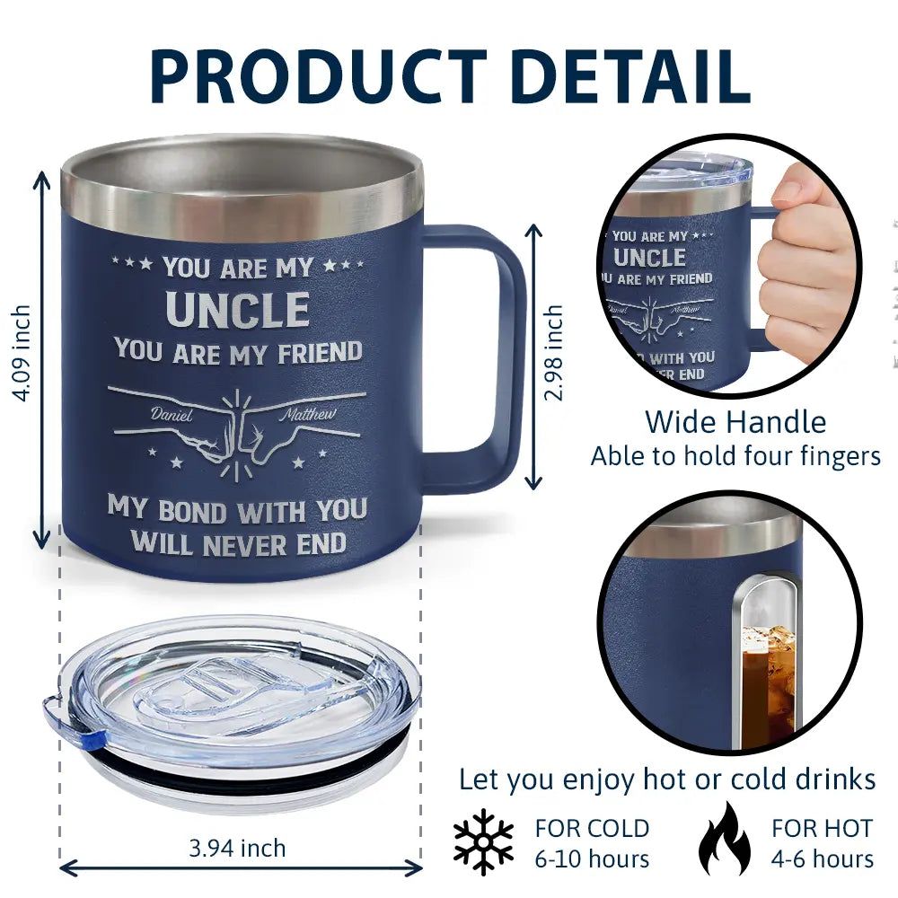 You Are My Brother My Friend - Personalized 14oz Stainless Steel Tumbler With Handle