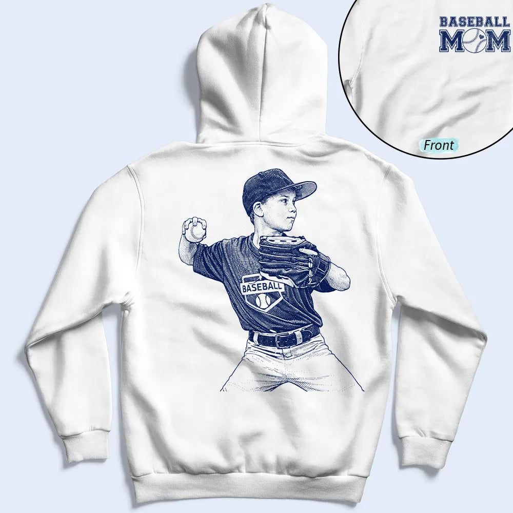 Custom Photo Ink Drawing Baseball Mom - Personalized T Shirt