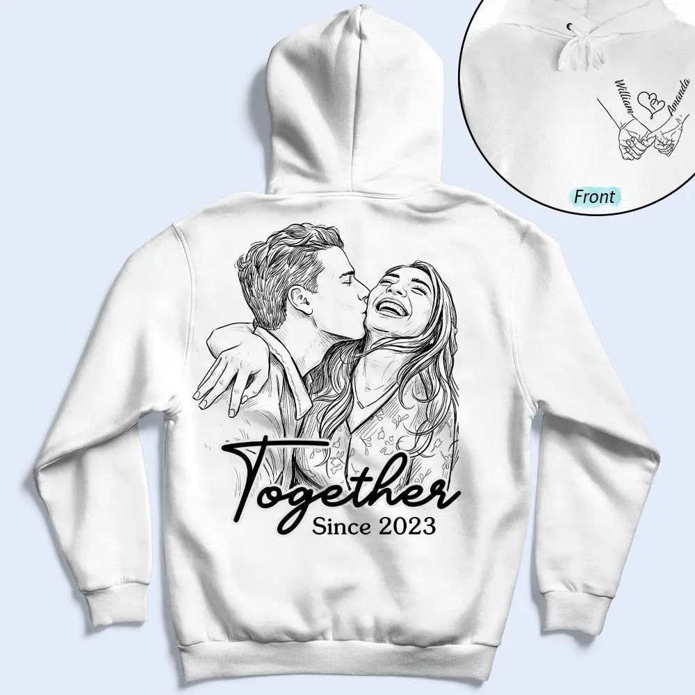 Custom Photo Pencil Sketch Together Since Couple - Personalized T Shirt