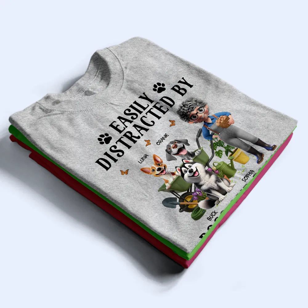 Easily Distracted By Dogs And Plants - Personalized T Shirt