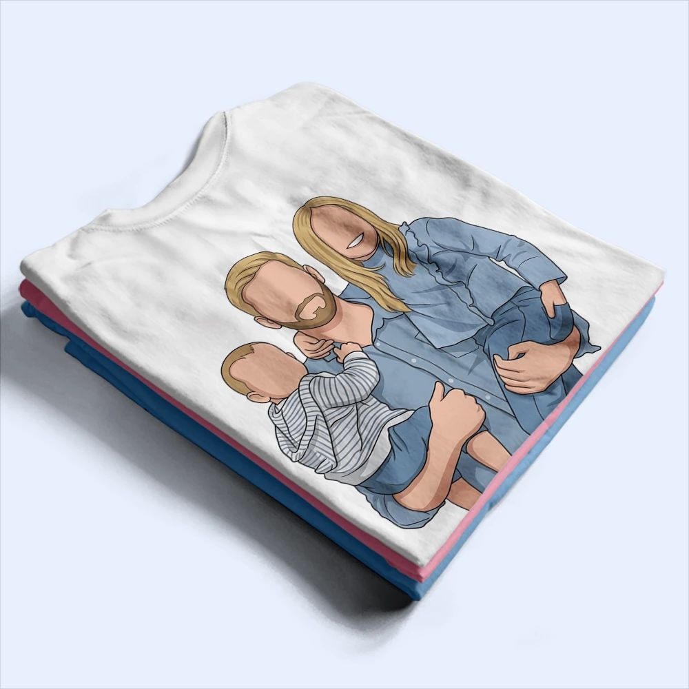 Custom Photo Faceless Portrait Just A Dad And His Girl - Personalized T Shirt