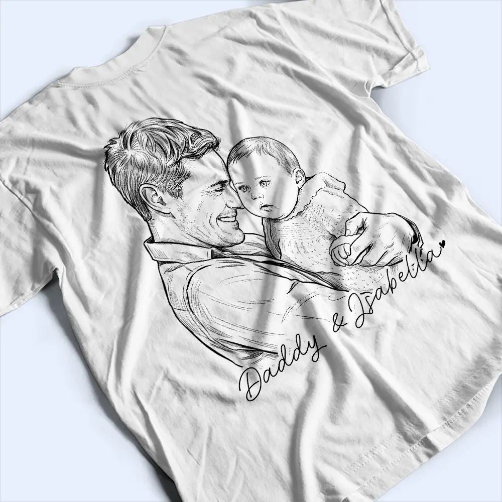 Custom Photo Pencil Sketch The Moment You Became My Dad - Personalized T Shirt