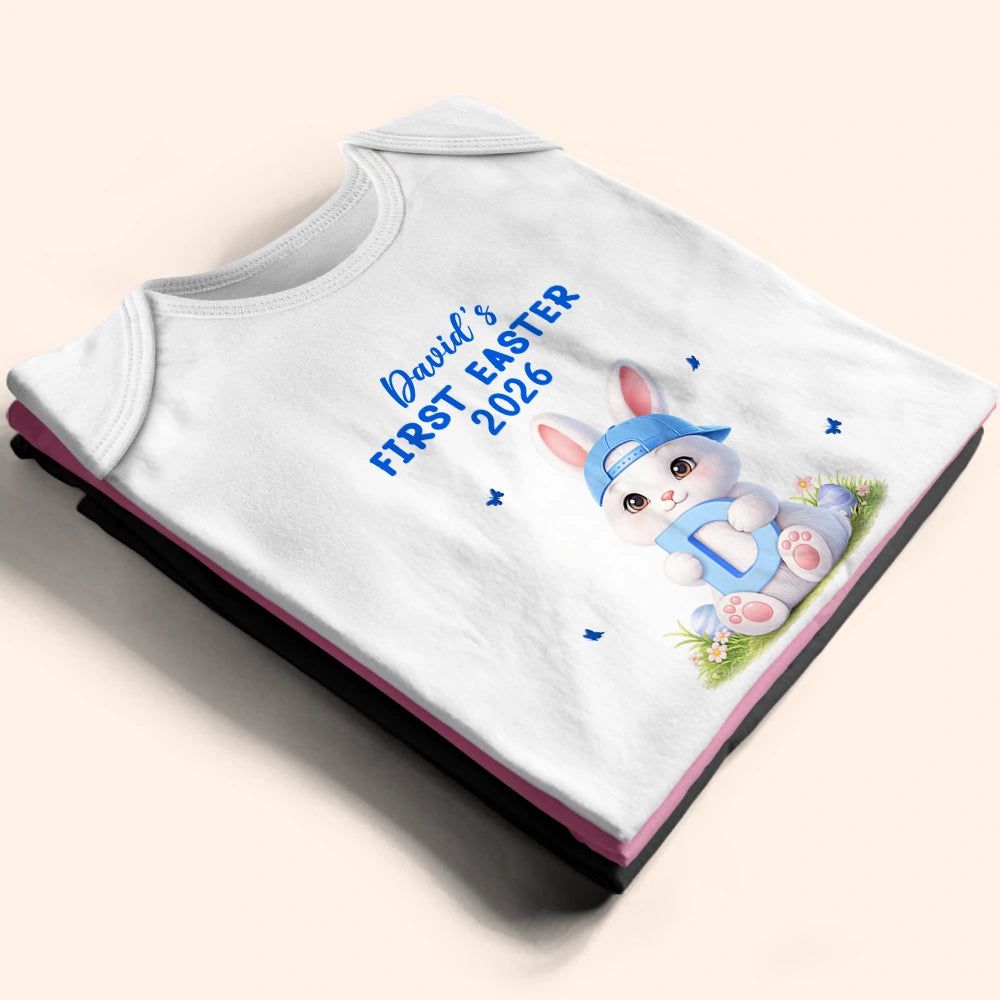 Easter Bunny Holding Alphabet Letter - Personalized Baby Onesie