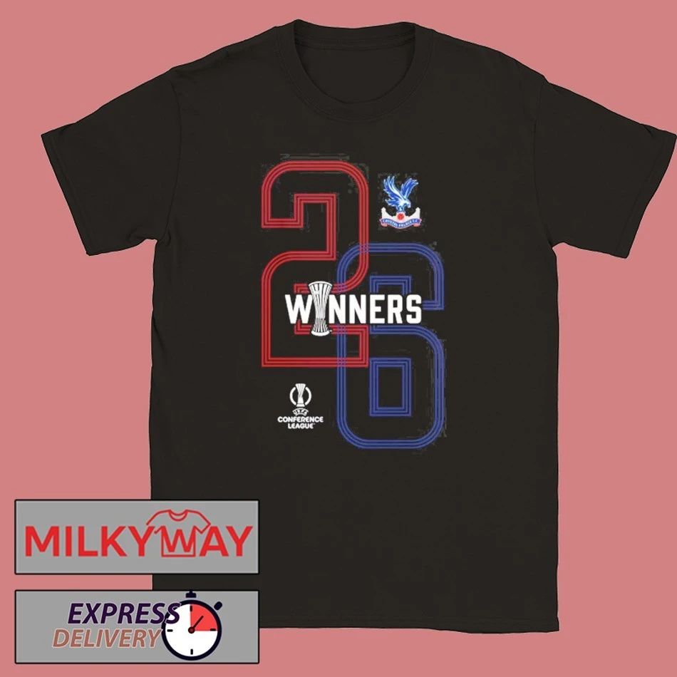 Crystal Palace 2026 UEFA Conference League Winners 26 Two Sided Black T-Shirt