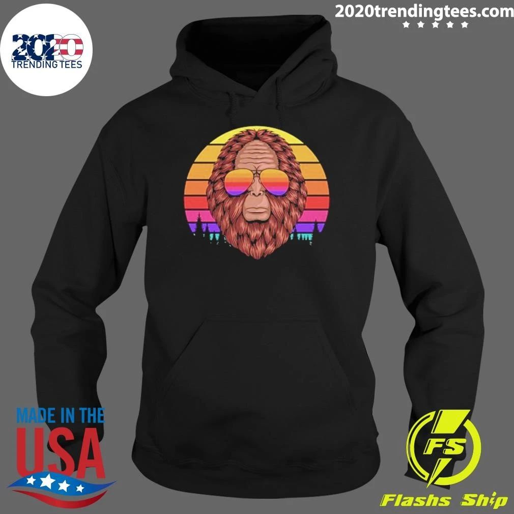 Bigfoot Head Eyeglasses Sunset Retro Shirt