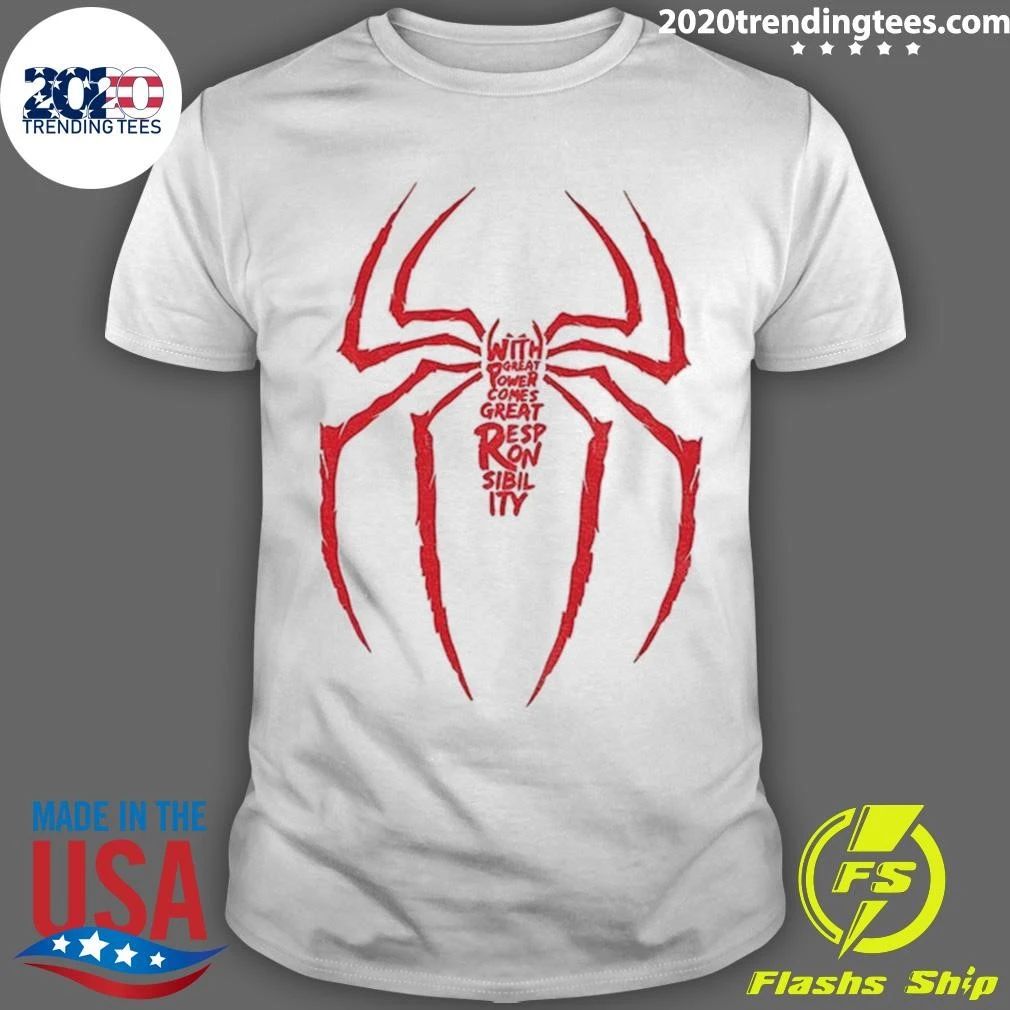 Spiderman Great Responsibility Superhero Quote Shirt
