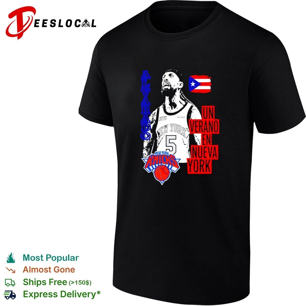 Alvarado Un Verano En Nueva York NY Knicks 5 Puerto Rican Basketball T-shirt