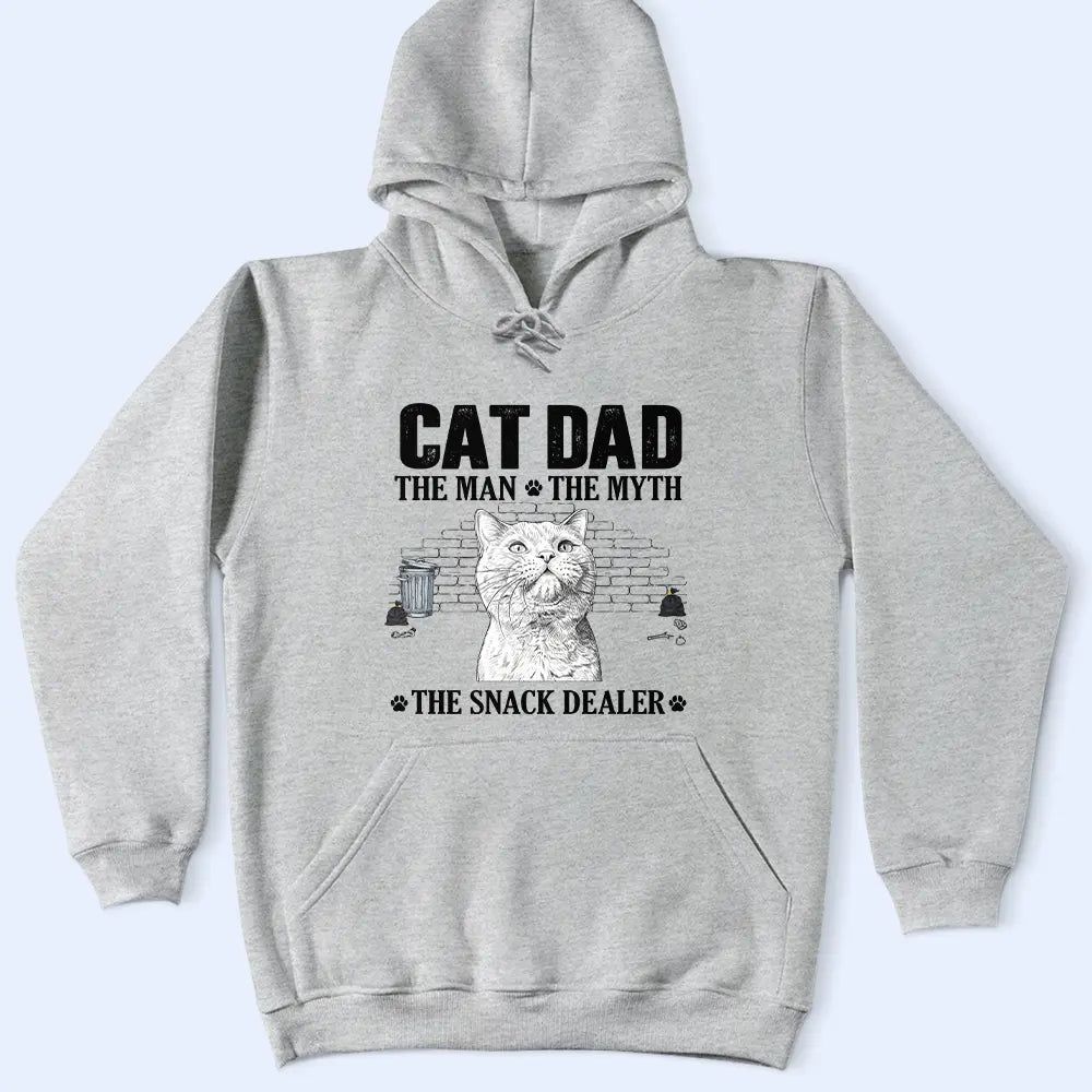Custom Photo Pencil Sketch Art Cat Dad The Man The Myth The Snack Dealer - Personalized T Shirt