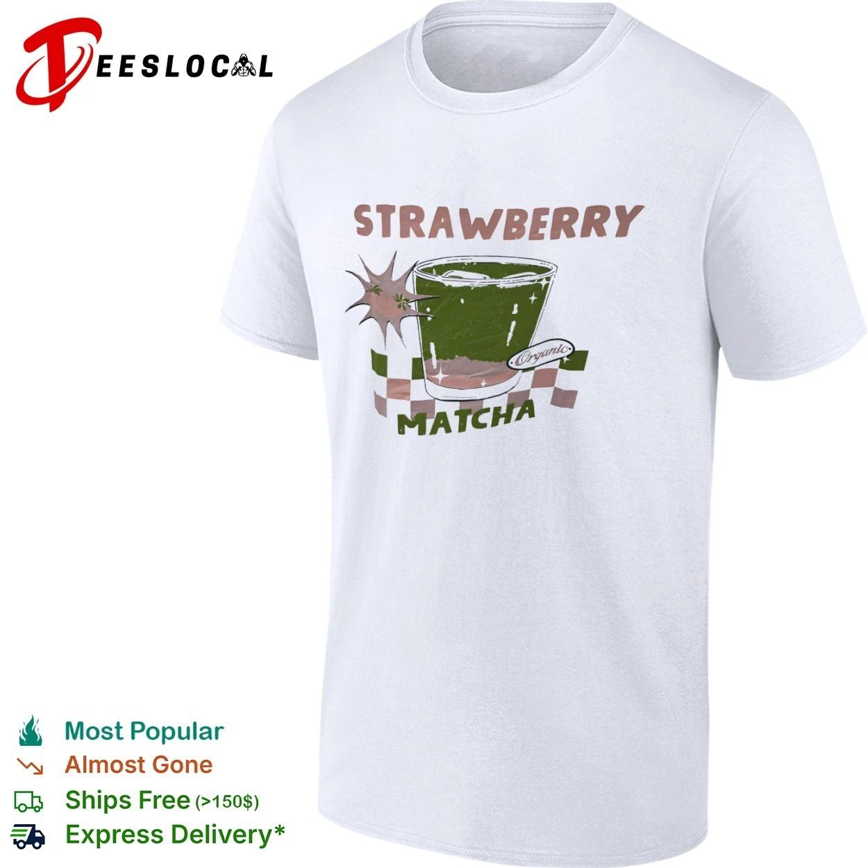 Strawberry Matcha Organic aesthetic food T-shirt