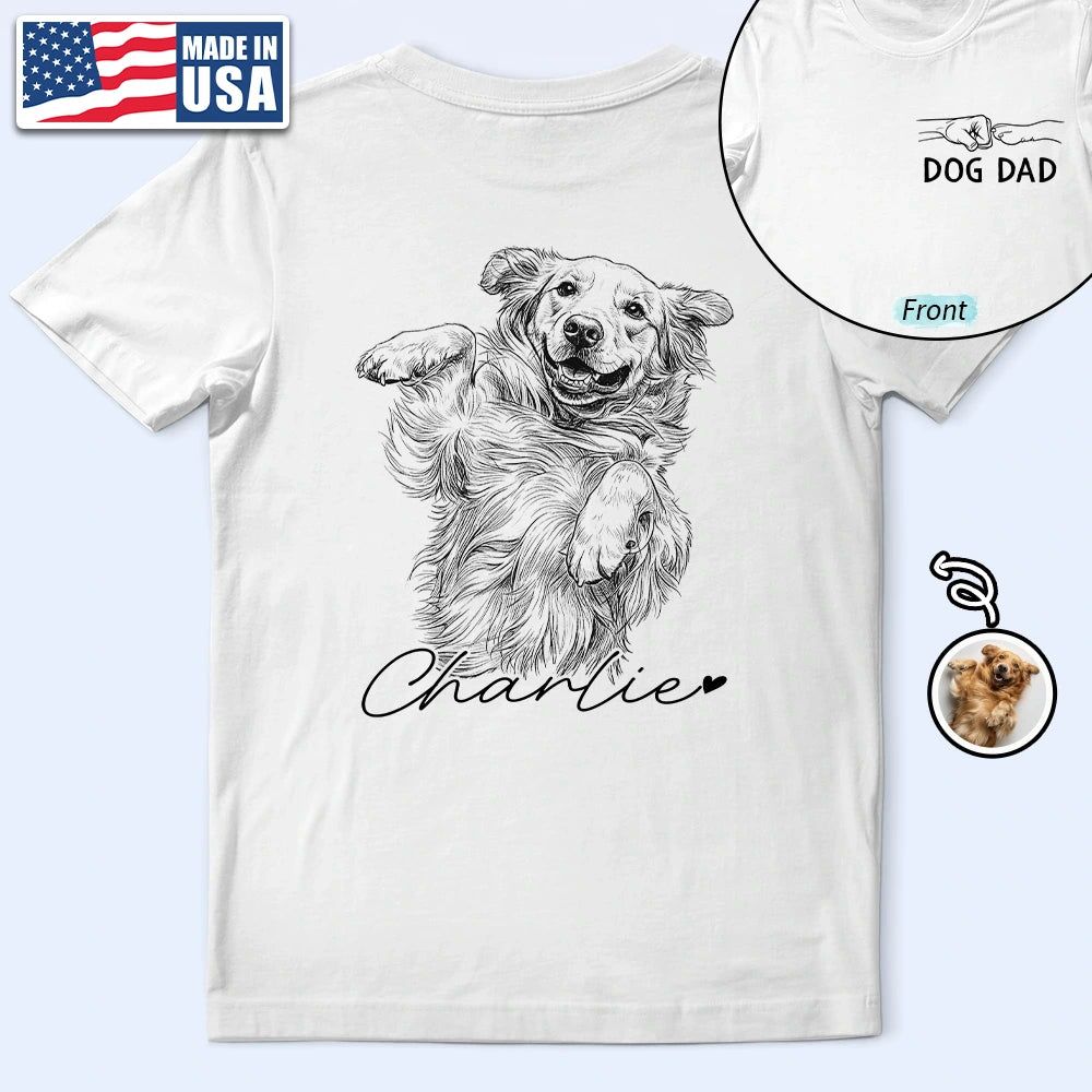 Custom Photo Pencil Sketch Dog Mom Dog Dad Hand Punch - Personalized T Shirt