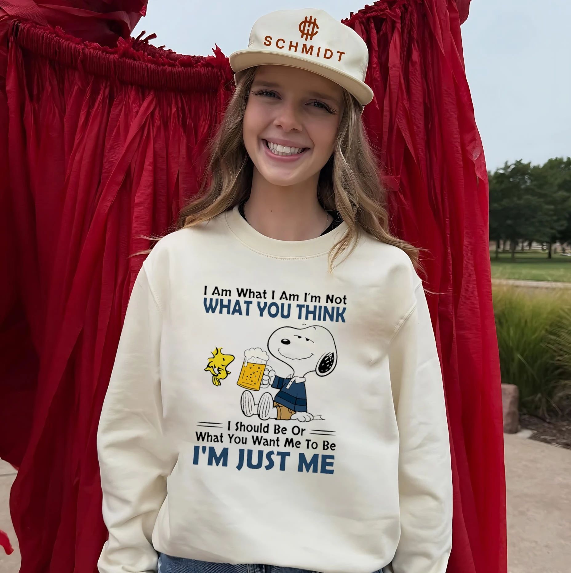I Am Just Me Snoopy Drinking Beer Peanuts shirt