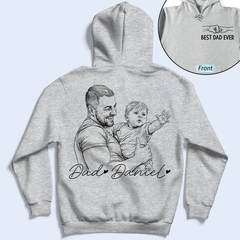 Custom Photo Pencil Sketch Best Dad Grandpa Ever - Personalized T Shirt