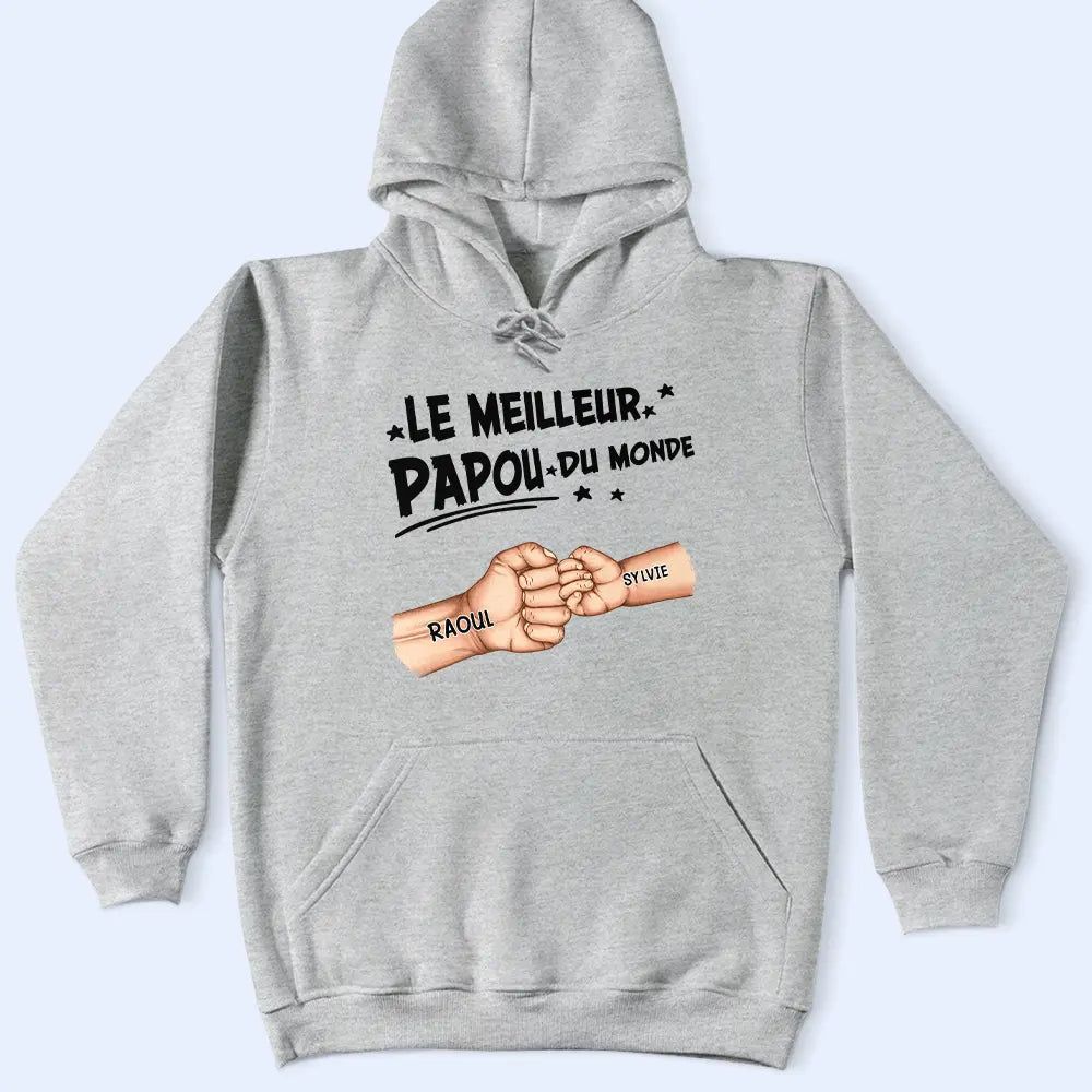 Check Du Poing Le Meilleur Papa Du Monde - T Shirt Personnalisé