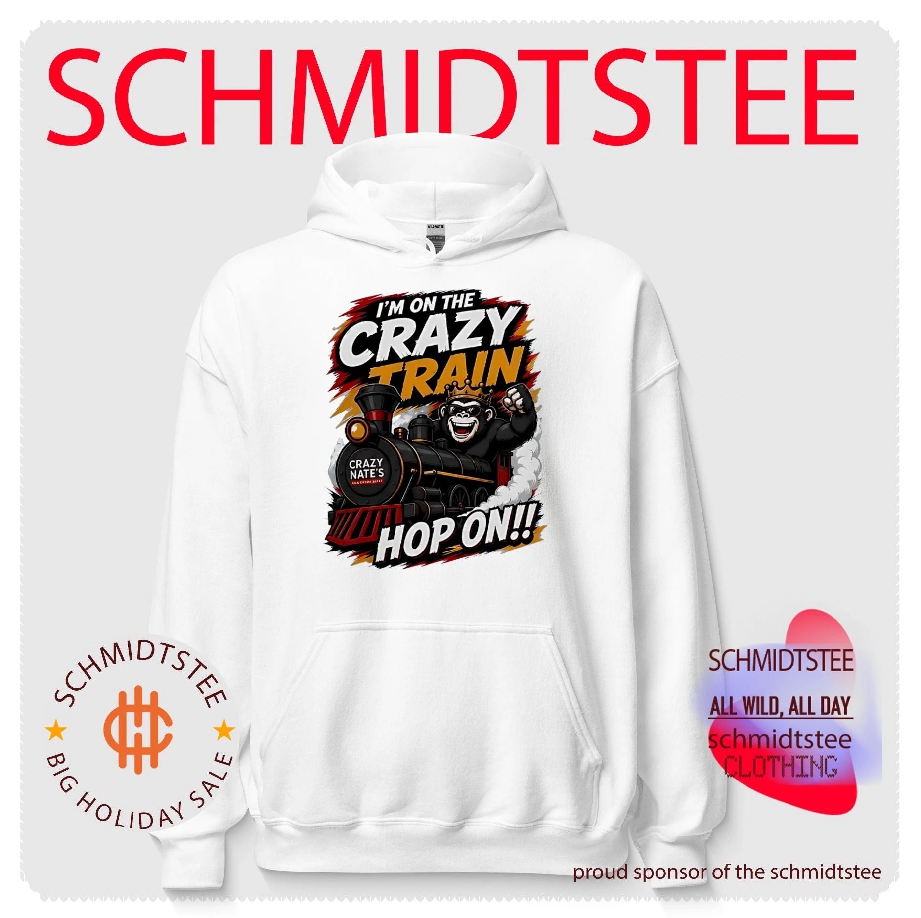 I’m on the crazy train hop on gorilla illustration shirt