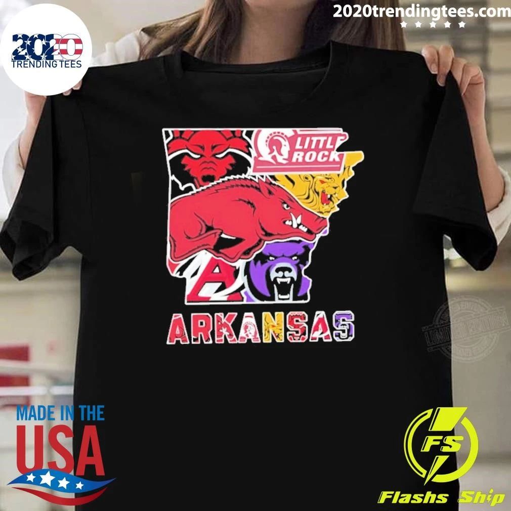 Arkansas Sports Teams Collage Logo Map 2026 Shirt