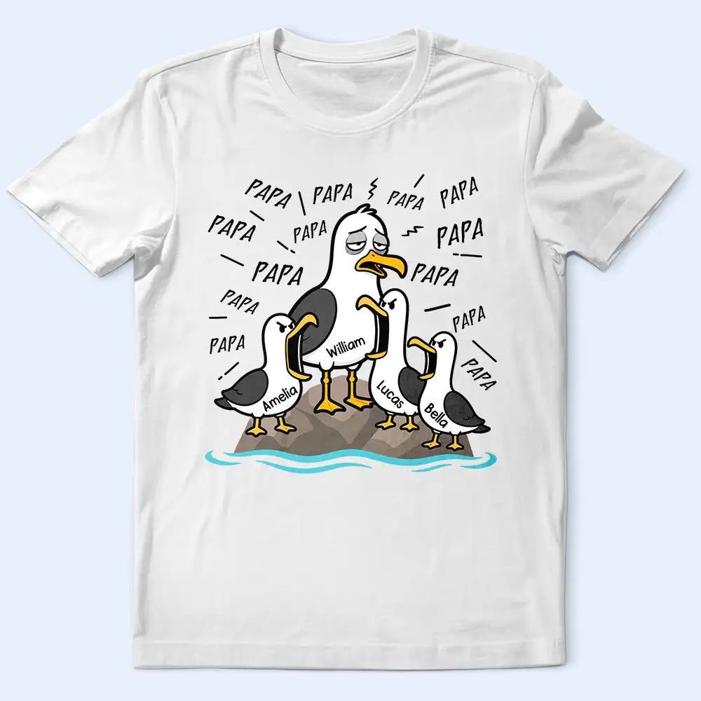 Tired Seagull And Kids Screaming - Personalized T Shirt