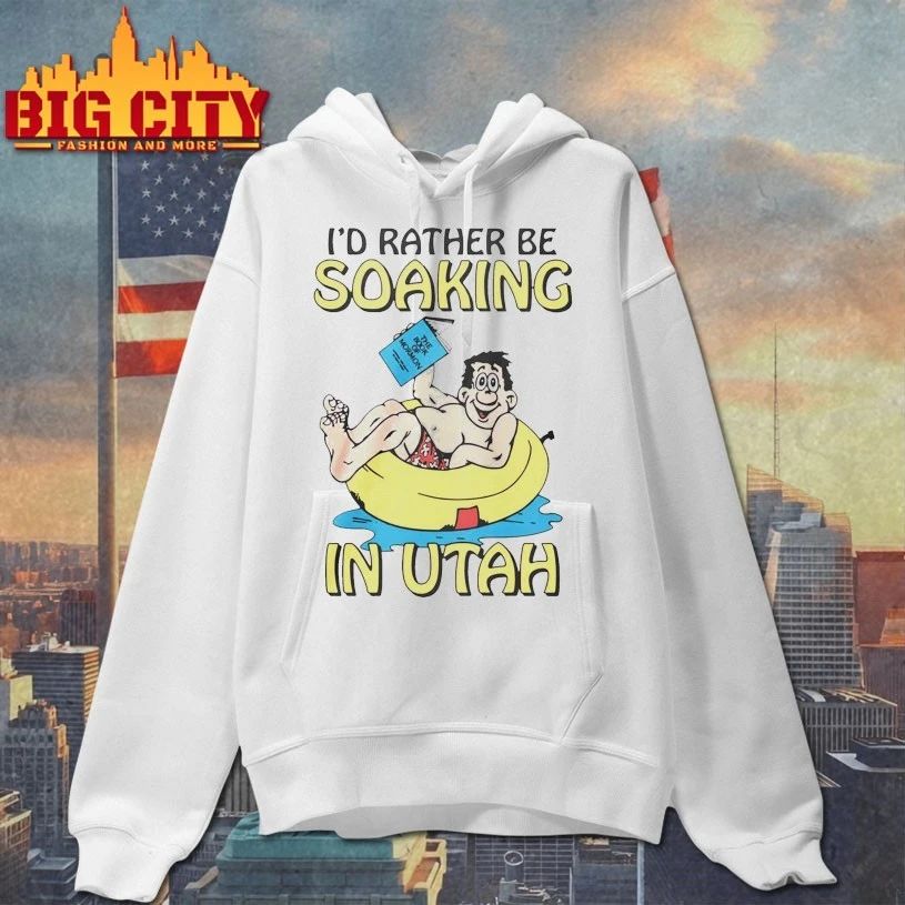 Hugo Holding The Book Of Mormon Id Rather Be Soaking In Utah T-shirt