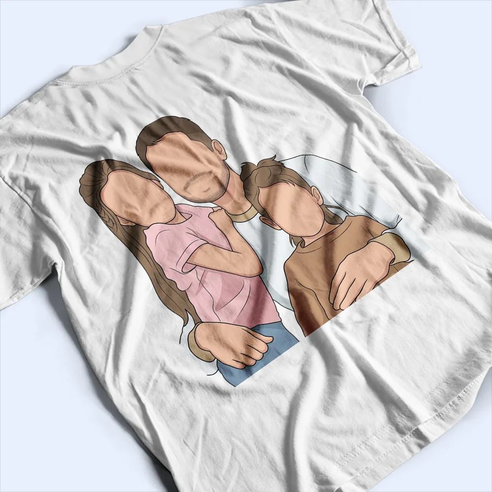 Custom Photo Faceless Portrait Just A Dad And His Girl - Personalized T Shirt