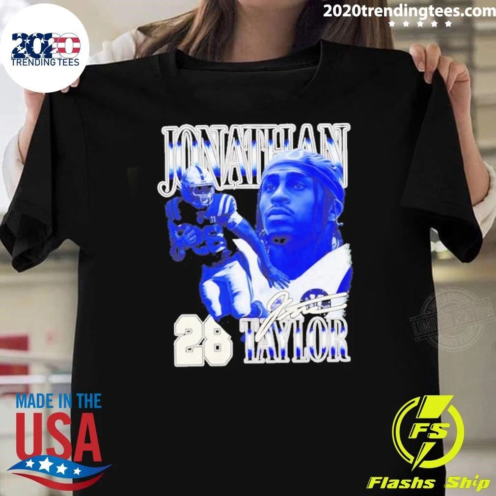 Jonathan Taylor 28 Indianapolis Colts Football 90s Bootleg Signature Shirt
