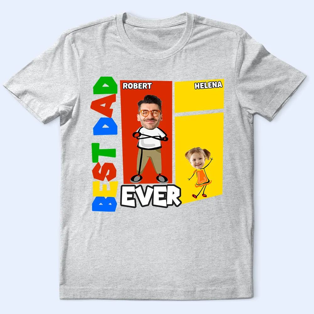 Custom Photo Best Dad Papa Ever Basic Color Arcade Theme - Personalized T Shirt