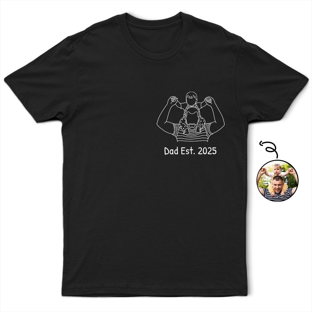 Custom Photo Faceless Outline Sketch Best Dad Ever Grandpa Papa - Personalized T Shirt