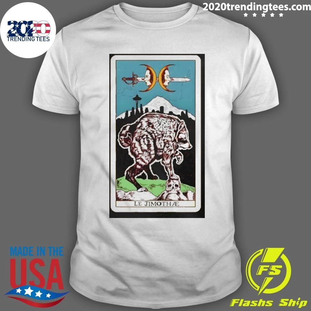 Le Jimothae Tarot Card Raccoon Seattle Skyline Shirt