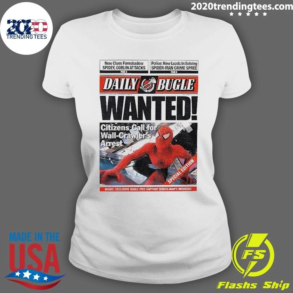 Spiderman Daily Bugle Wanted Newspaper Prop Replica Shirt