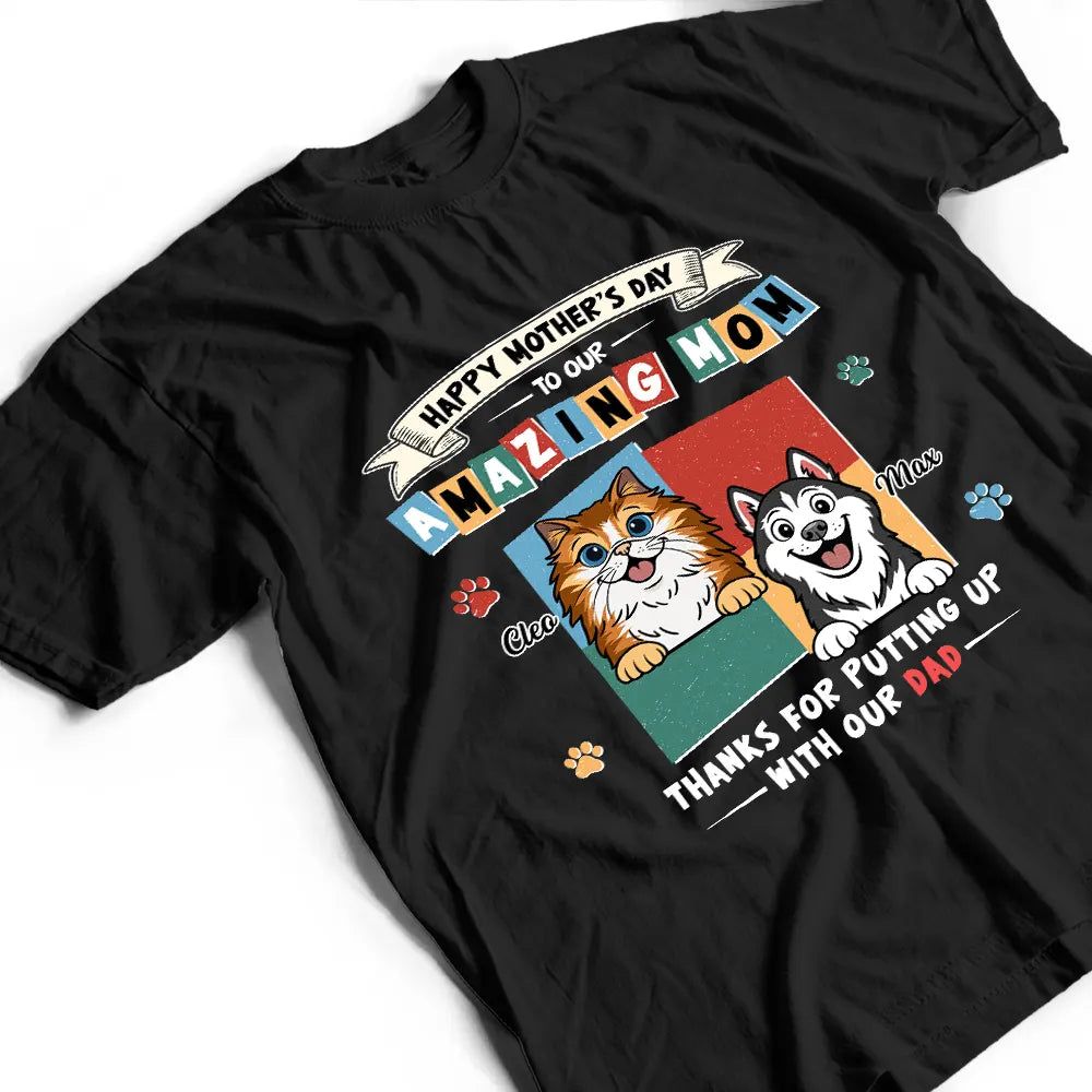 Retro Dog Cat To My Amazing Mom - Personalized T Shirt
