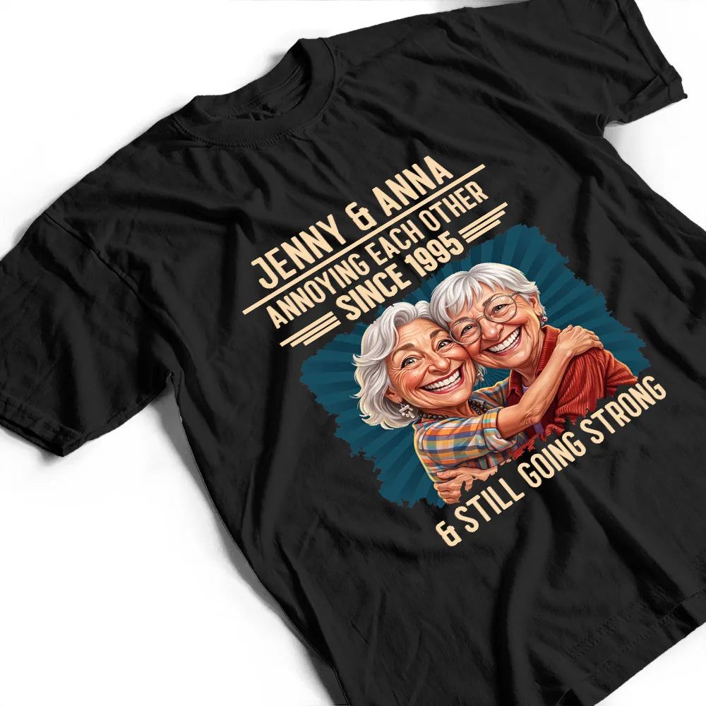 Custom Photo Caricature Vintage Annoying Each Other - Personalized T Shirt