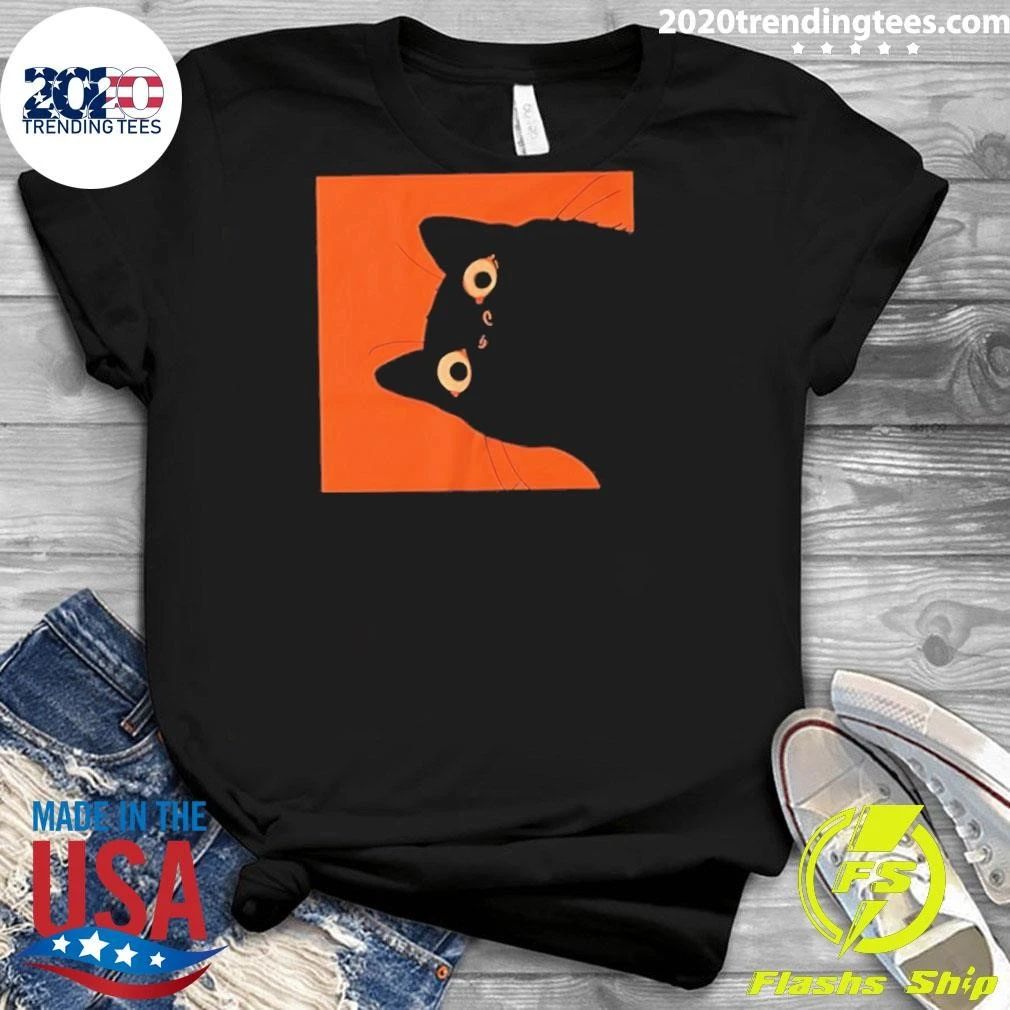 Cute Black Cat Peeking Shirt