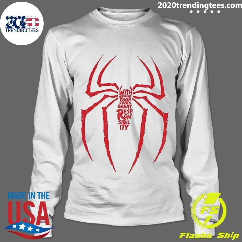 Spiderman Great Responsibility Superhero Quote Shirt