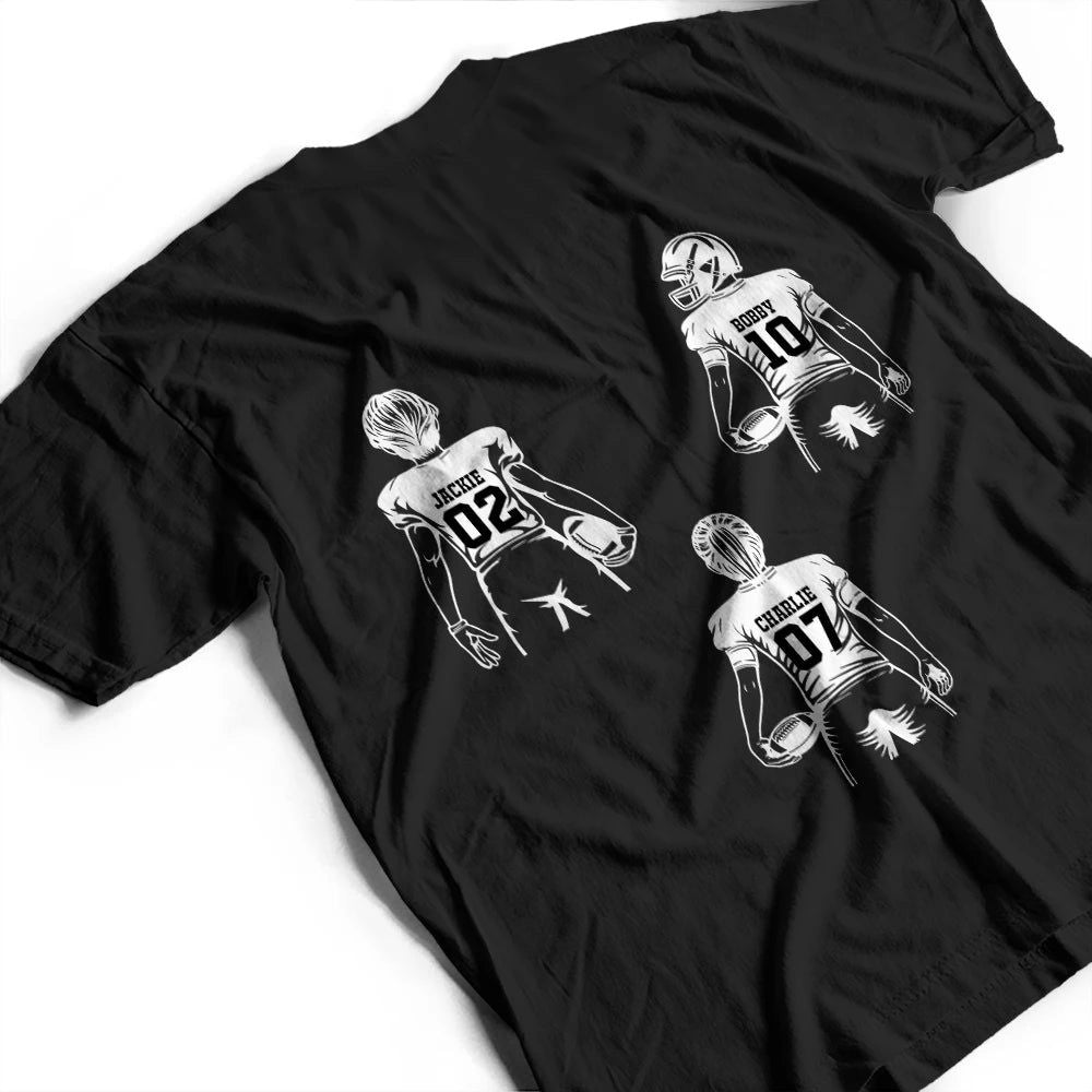 American Football Dad Papa Kids Backside Line Art - Personalized T Shirt