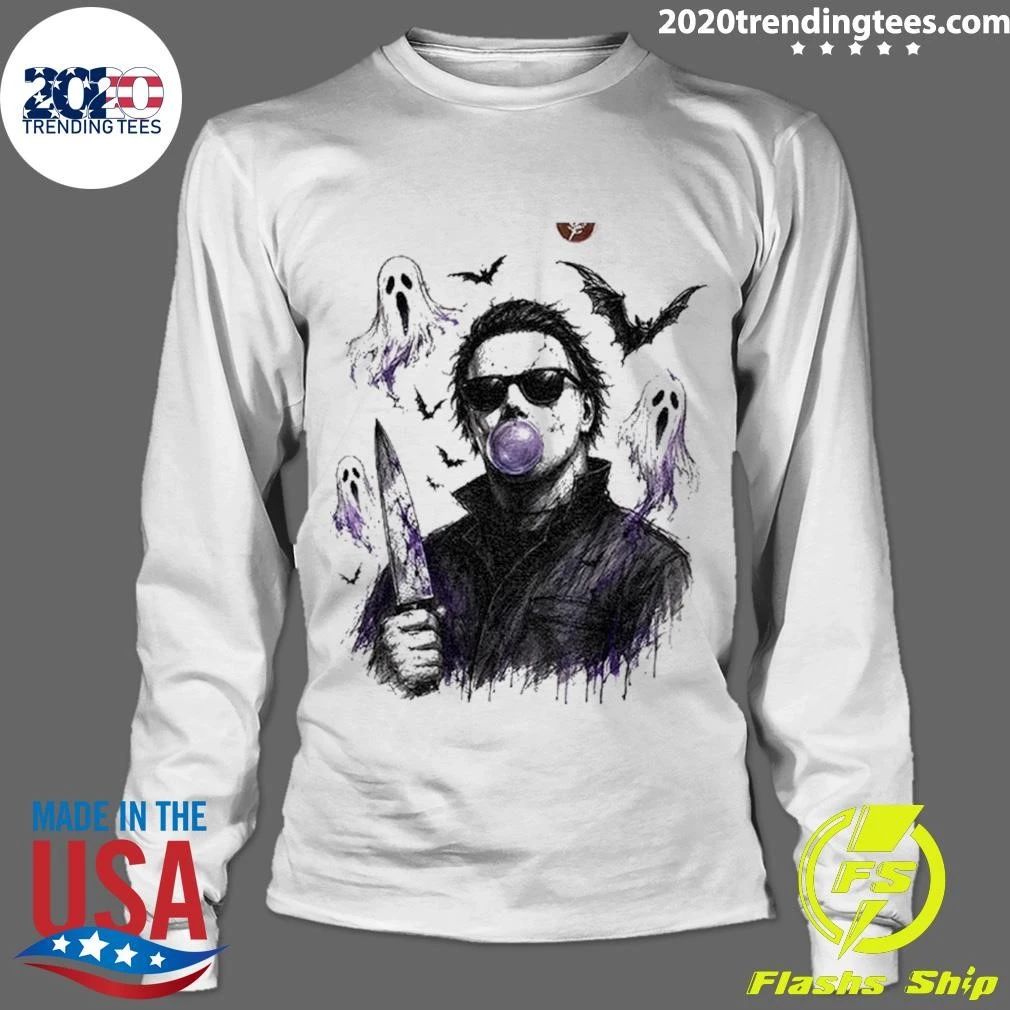 Michael Myers Bubble Gum Slasher Graphic Spooky Season Movie Shirt