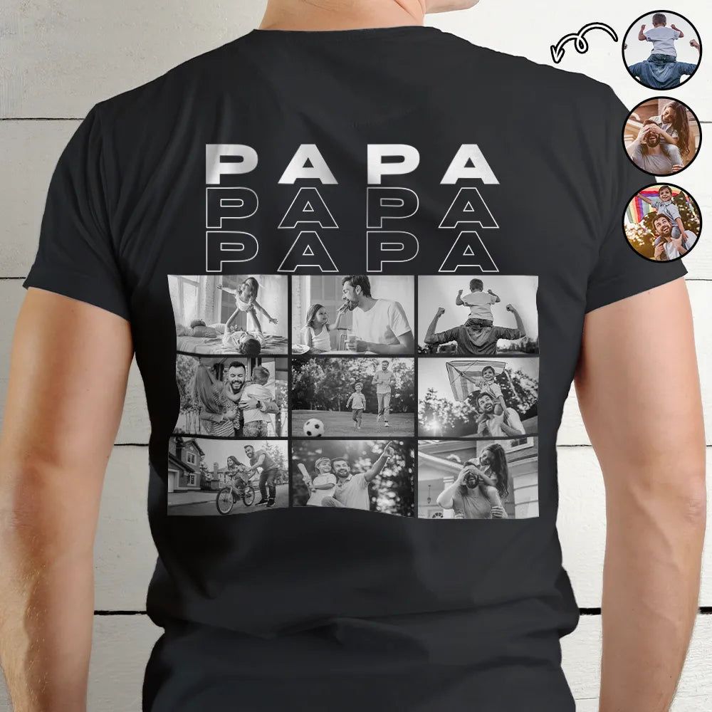 Photo Personnalisable En Noir Et Blanc Pour Papa Grand-Père - T-Shirt Personnalisé