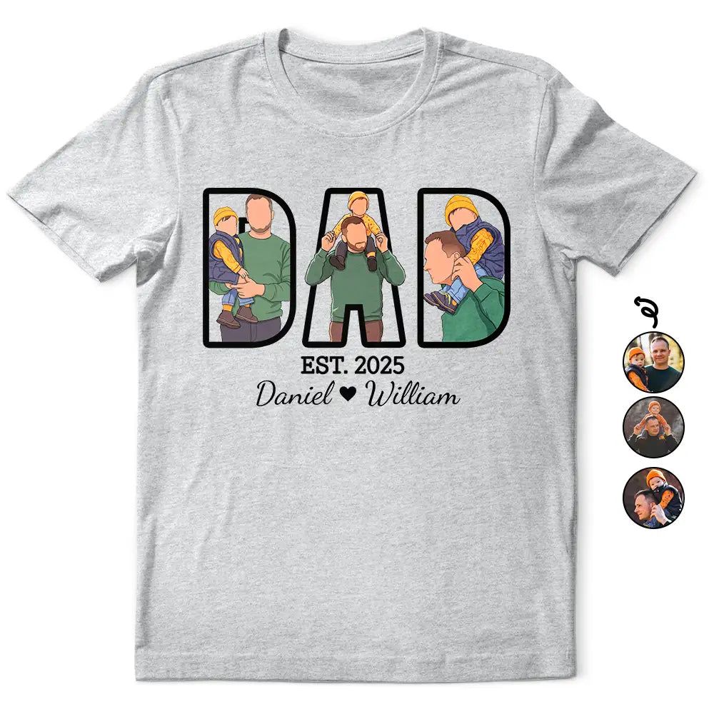 Custom Photo Faceless Portrait Dad Papa Portrait - Personalized T Shirt