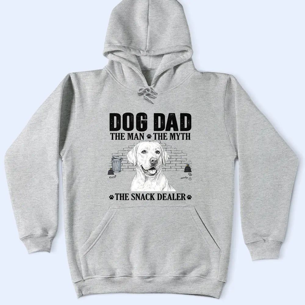 Custom Photo Pencil Sketch Art Dog Dad The Man The Myth The Snack Dealer - Personalized T Shirt