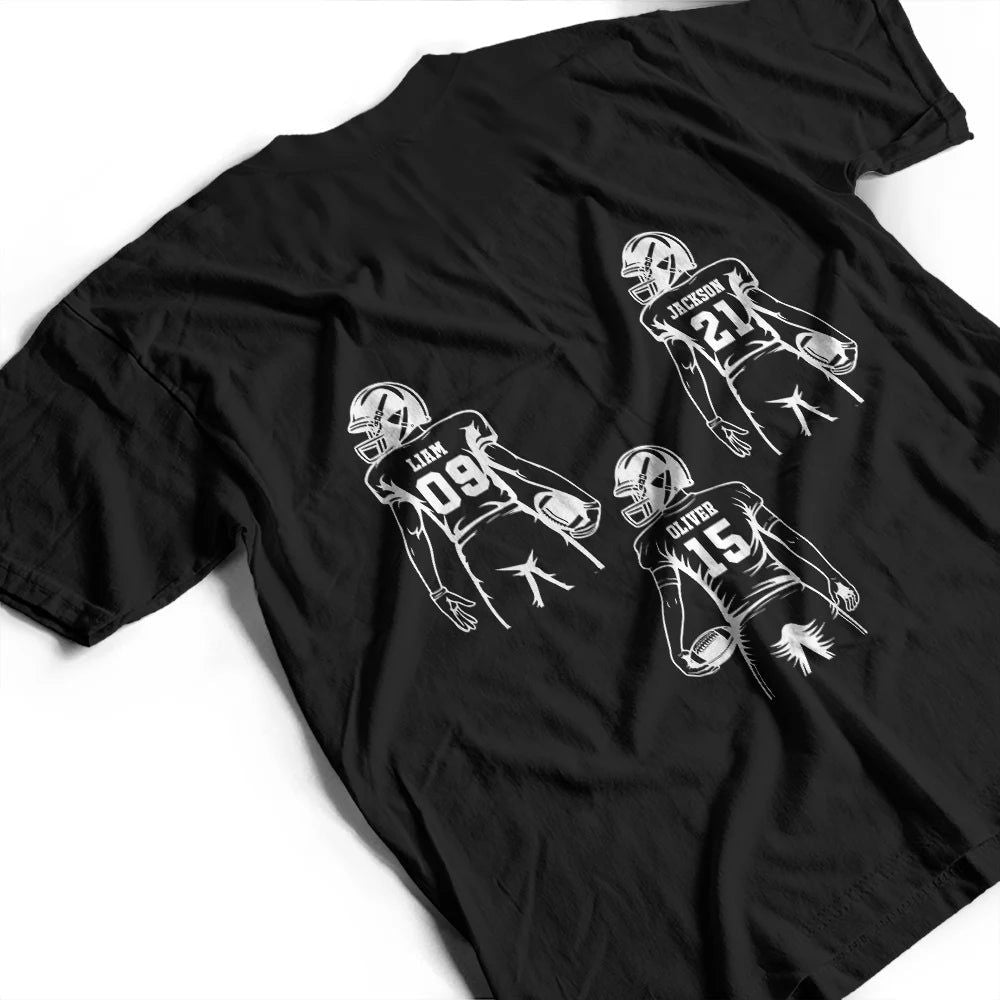 American Football Dad Mom Kids Backside - Personalized T Shirt
