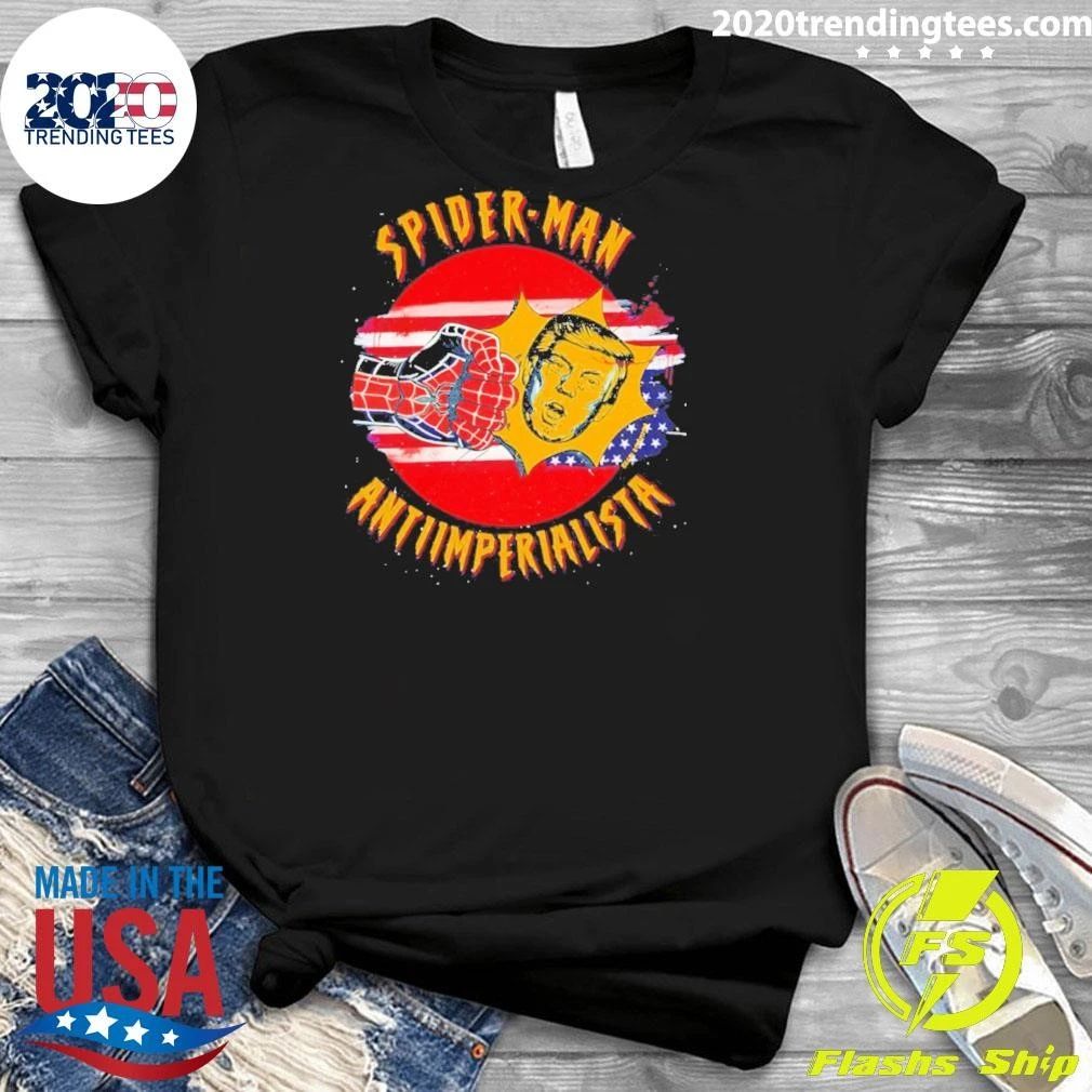 Spiderman Punch Trump Antiimperialista Usa Flag Shirt