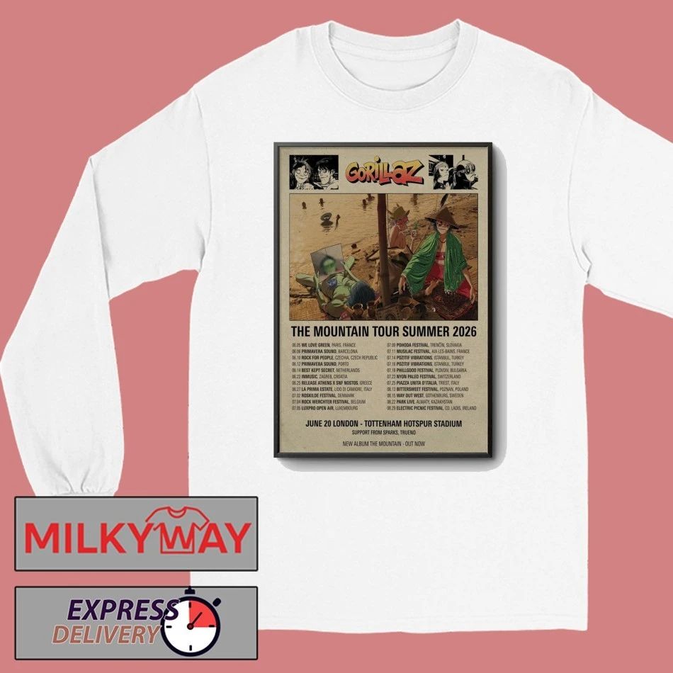 Gorillaz The Mountain Tour Summer 2026 Poster shirt