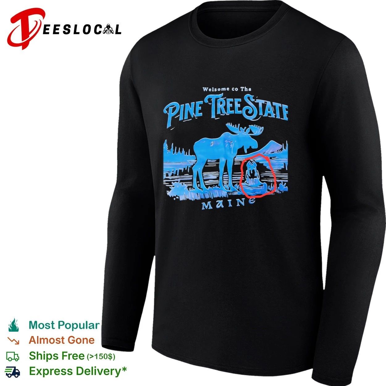 Welsome co Tha Pine Tree State Maine Moose T-shirt