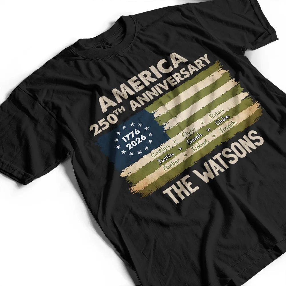Patriotic 250th Anniversary Family Names - Personalized T Shirt