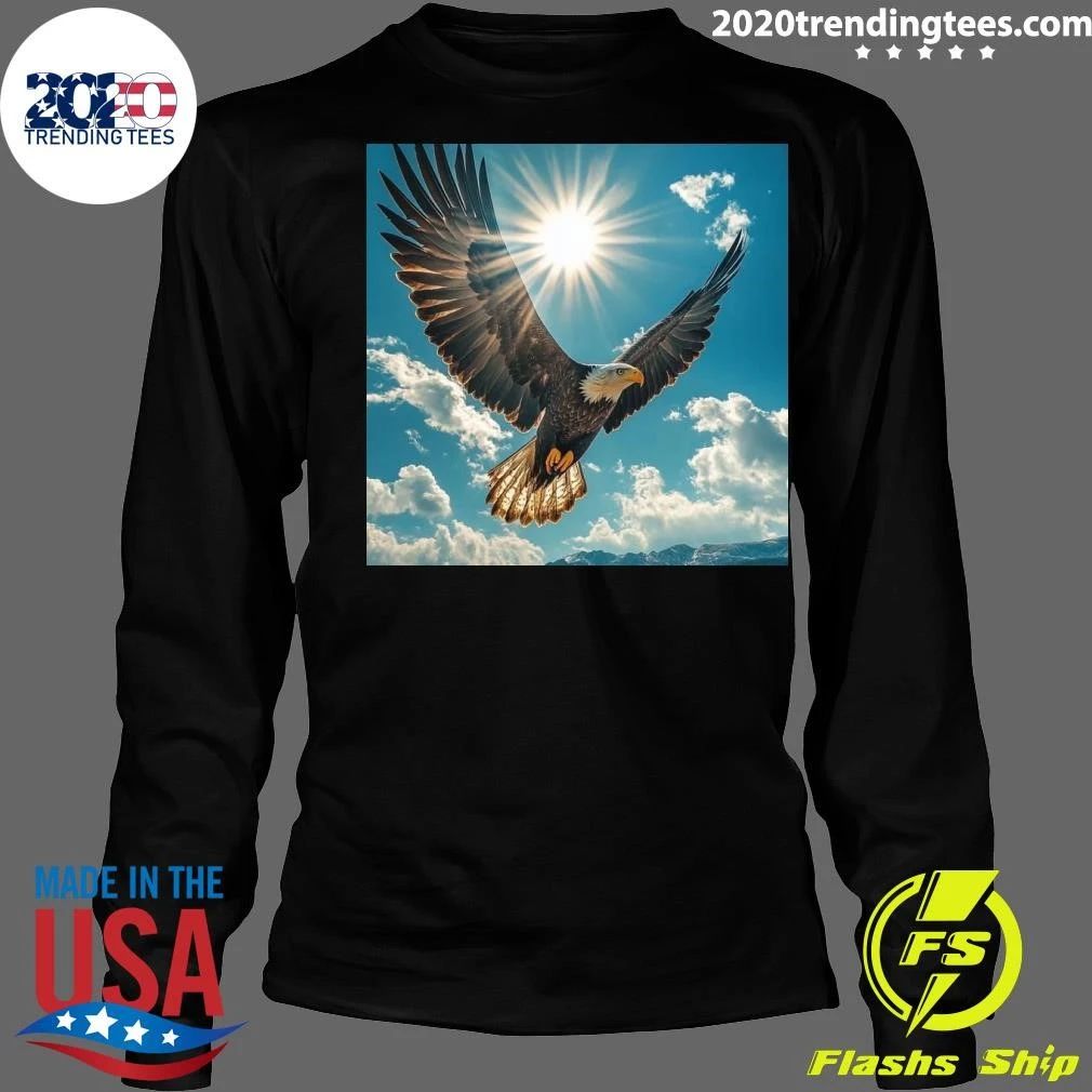 Majestic Bald Eagle Soaring Under the Bright Sun American Eagle in Flight Shirt